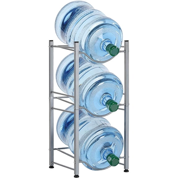 5 Gallon Water Jug Holder Water Bottle Storage Rack, 3 Tiers, Silver