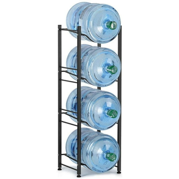 Oumilen 5 Gallon Water Jug Holder Storage Rack, 4 Tiers, Black
