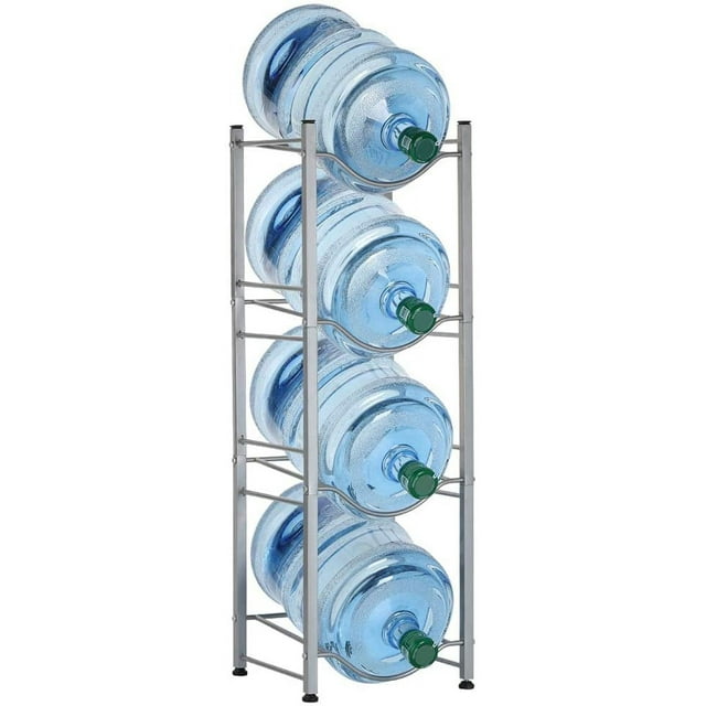 5 Gallon Water Jug Holder Water Bottle Storage Rack, 4 Tiers, Silver