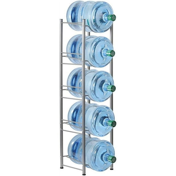 5 Gallon Water Jug Holder Water Bottle Storage Rack, 5 Tiers, Silver