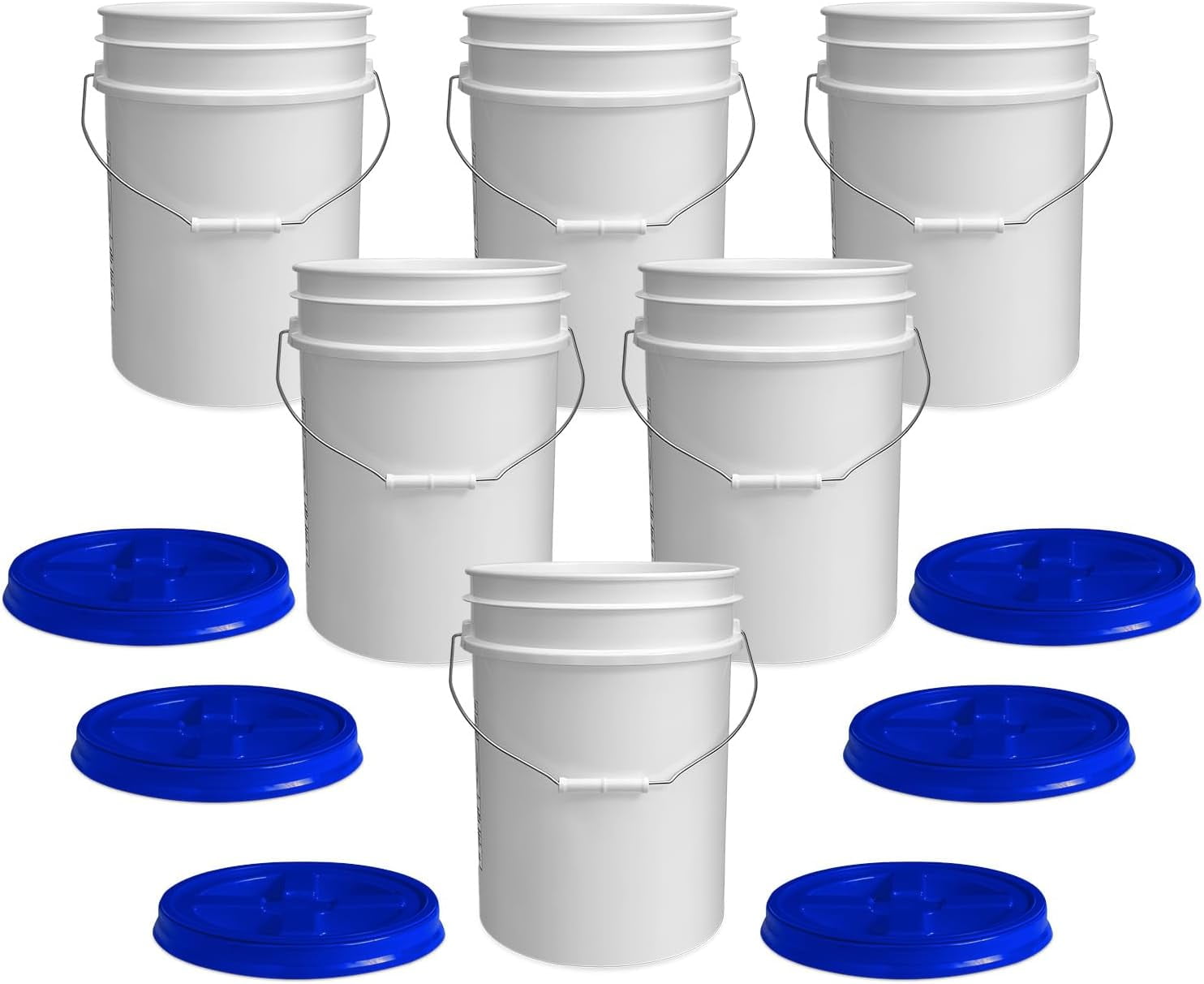 5 Gallon White Bucket with Blue Gamma Seal Screw on Airtight Lid | Made