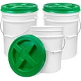 , 5 Gallon White Bucket with Green Gamma Seal Screw on Airtight Lid (3