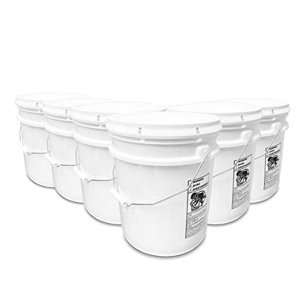 5 Gallon White Bucket & Lid Durable 90 Mil All Purpose Pail Food