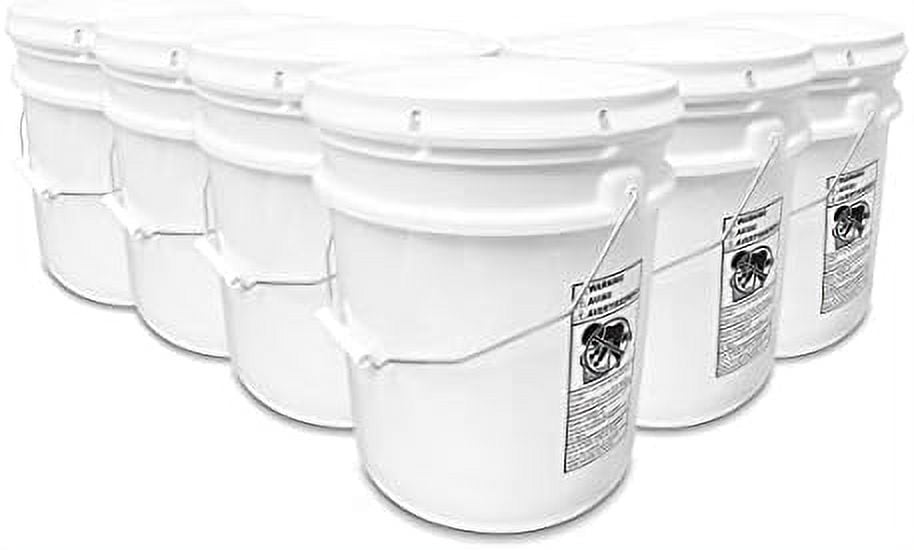  5 Gallon Plastic Bucket with Airtight Lid I Food Grade Bucket, White, BPA-Free I Heavy Duty 90 Mil All Purpose Pail Reusable I Made in  USA
