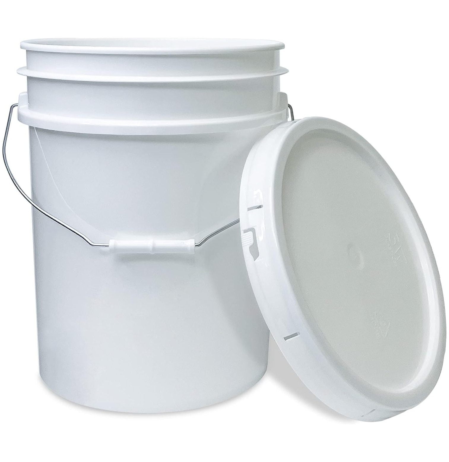 5 Gallon White Bucket & Lid Set of 1 Durable 90 Mil All Purpose