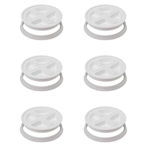 5 Gallon White Gamma Seal Screw Top Removable Lid- 6 Pack