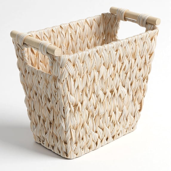 5 Gallon Wicker Trash Can Handwoven Water Hyacinth Waste Basket Boho Wicker Decor Wastebasket with Handle Waterproof Small Garbage Can for Bedroom Bathroom Office Living Room