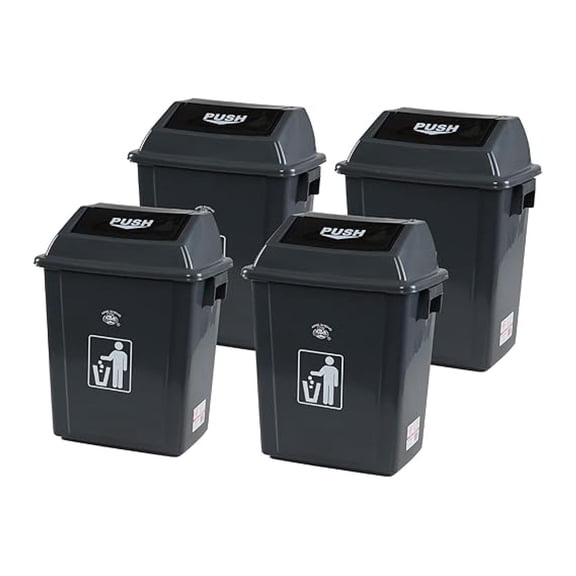5 Gallons Lid Garbage Bin, 4 Pack Plastic Small Trash Can, Grey