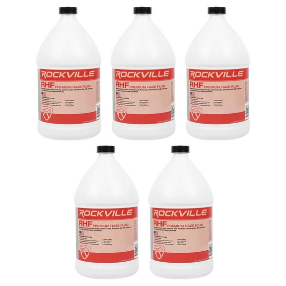 (5) Gallons Rockville RHF Water-Based Haze Machine Fluid Juice No-Clog