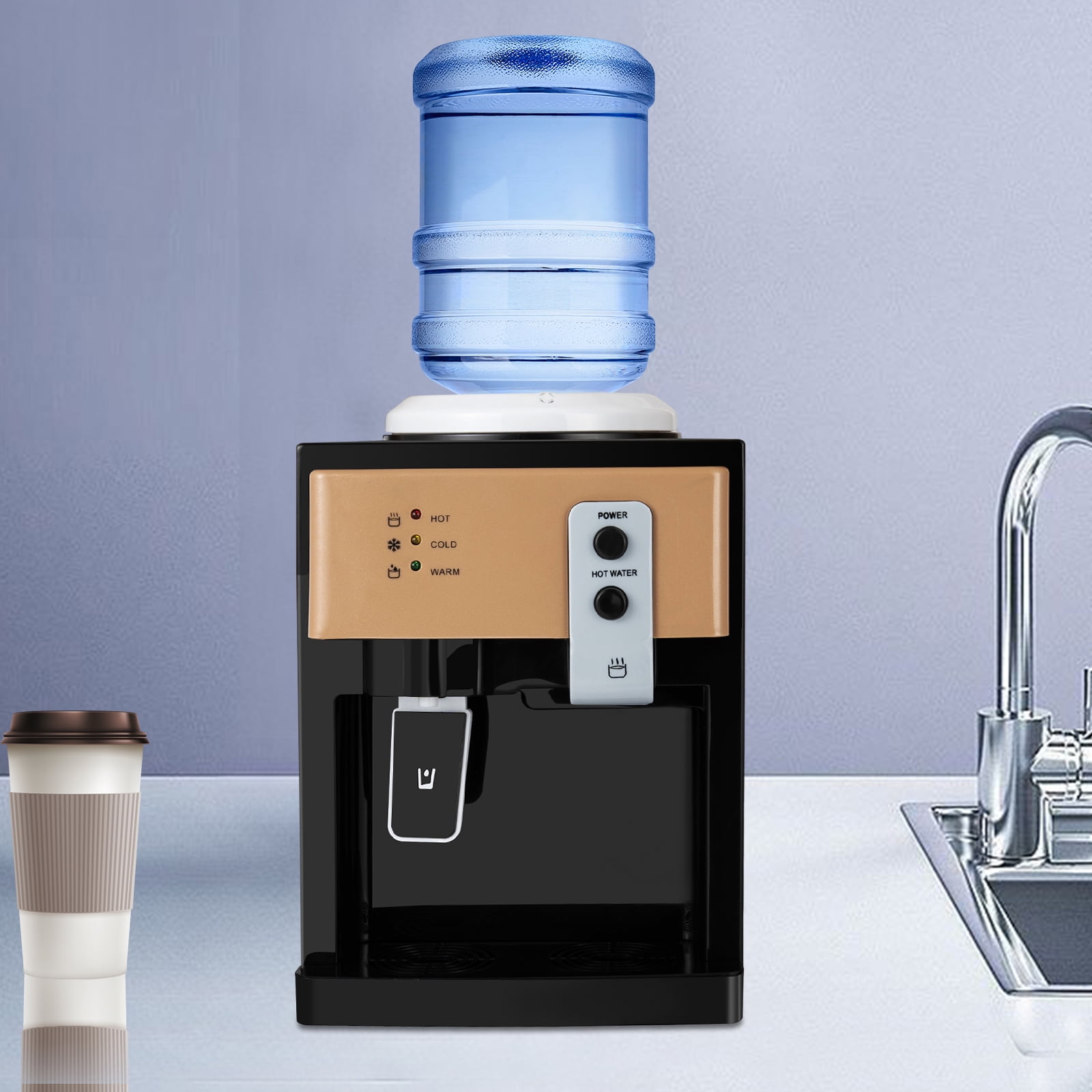 575W Top Loading Countertop Water Dispenser Ot Cold Water Cooler Drinking Machine304 Stainless Steel PP