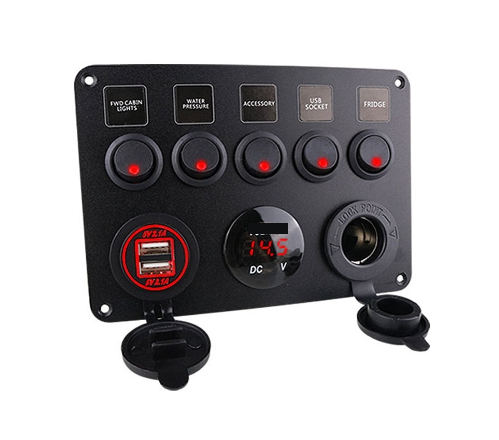 5 Gang ON-OFF Toggle 12V Car Switch Panel Dual USB Socket Charger 4.2A ...