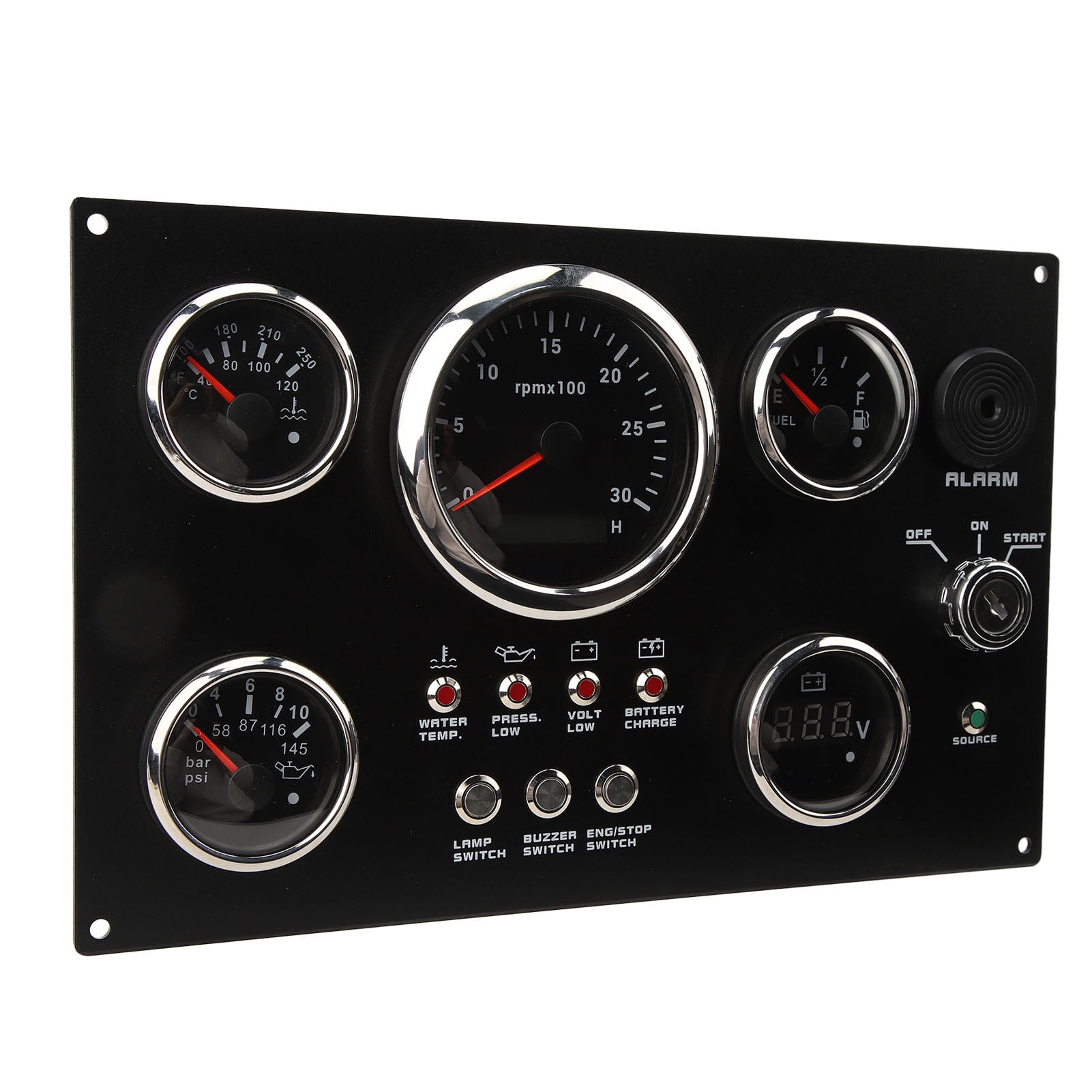 5 Gauge Instrument Panel, 12/24V Exquisite Wide Applicability Stainless