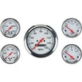 thumbnail image 1 of 5-Gauge Set Complete Kit: 3-3/8" Mechanical Speedometer, 2-1/16" Component Gauges with White Face, Red Pointer & Chrome Bezel, Includes Tubing, Adapters, Fuel Level Sender, 1 of 11