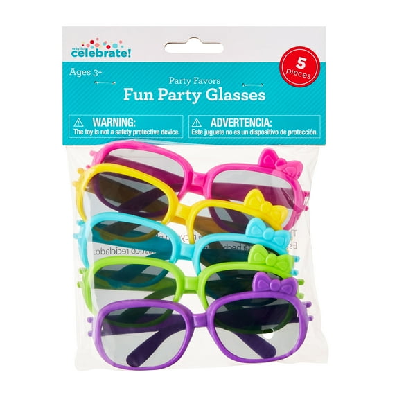 Multicolor Fun Bow Party Glasses, 5 Count, by Way to Celebrate