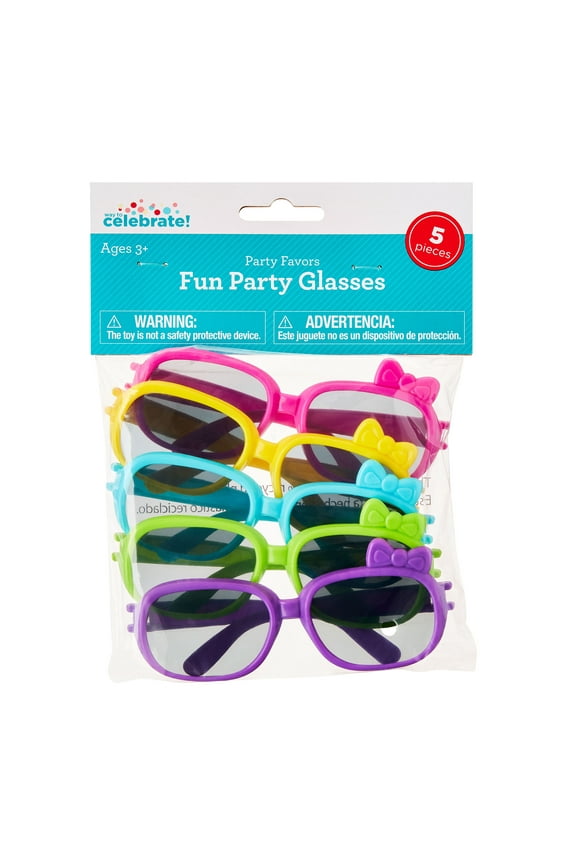 Multicolor Fun Bow Party Glasses, 5 Count, by Way to Celebrate