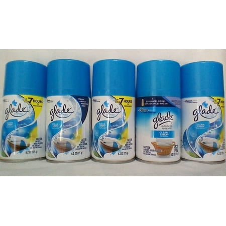 Glade Automatic Spray Air Freshener Refill, Clean Linen - Automatic - 6.2 Ounce, Pack of 5 — Residential Use, Standard Application