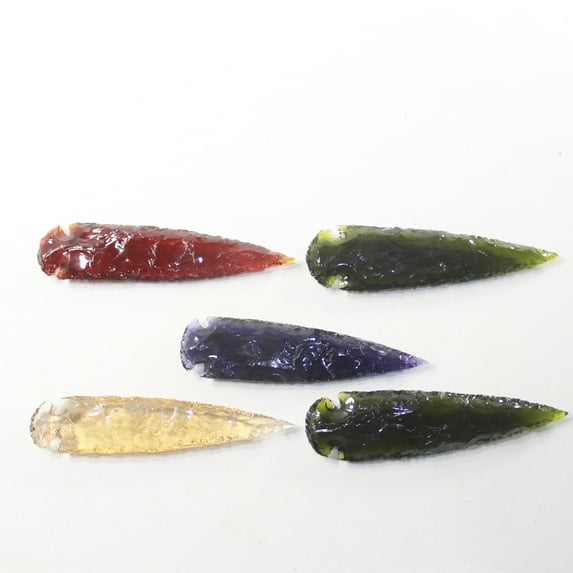 5 Glass Ornamental Spearheads #2735 Arrowheads