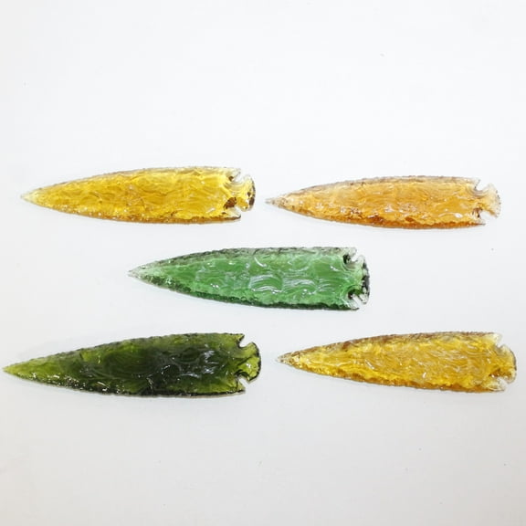 5 Glass Ornamental Spearheads #7314 Arrowhead