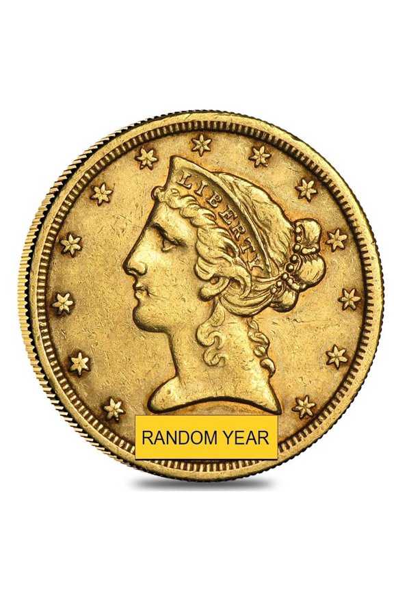 $5 Gold Half Eagle Liberty Head - Extra Fine XF (Random Year)