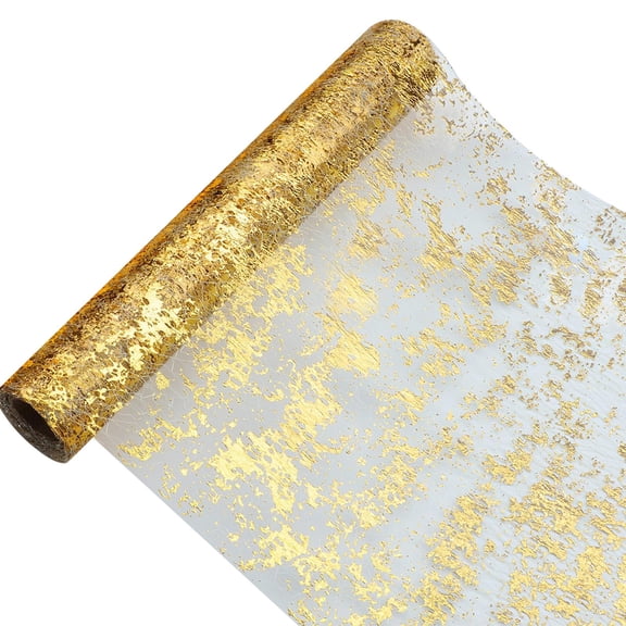 Under $5 Gold Table Runner, Sequin Glitter Metallic Foil Thin Mesh Sparkly Runner Roll, Table Runner Decorations for Wedding, Birthday Party, Christmas, New Year