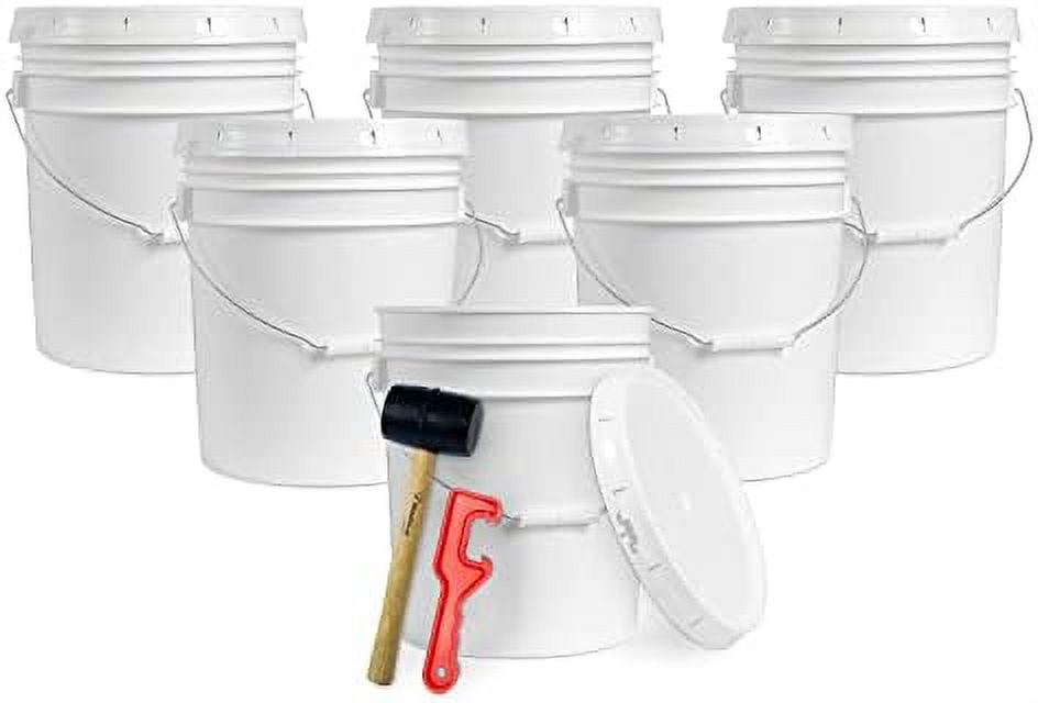 5 Gon Bucket with Lid Set of 6 Food Grade Storage HDPE Plastic