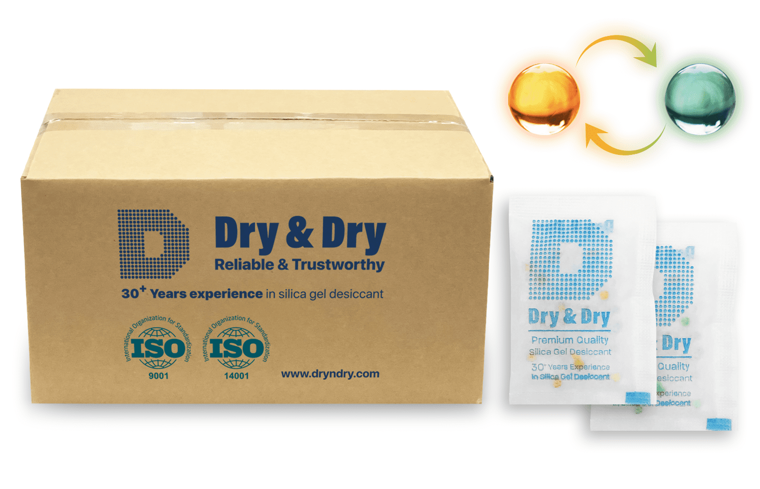 5 Gram [3000 Packs] "Dry & Dry" Food Safe Orange Indicating(Orange to Dark Green) Mixed Silica Gel Packets - FDA Compliant