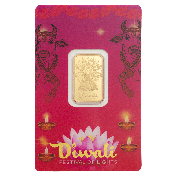 5 Gram Gold Bar Diwali Lakshmi Sacred Cow (In Assay)