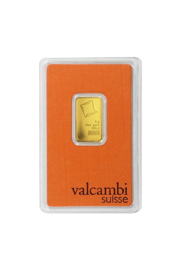 5 Gram Valcambi .9999 Fine Gold Bar in Assay