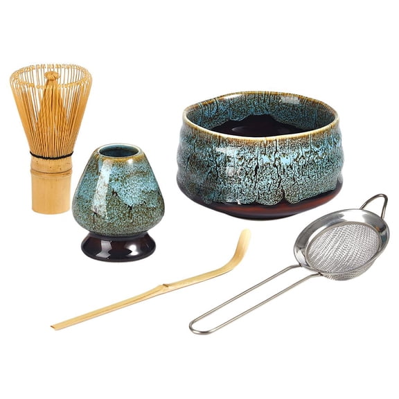 5 Green Tea Ceramic Whisk Holder, Accessories, Stainless Sifter, Handmade Starter , Japanese Set for Japanese Tea Ceremony , C Bowl