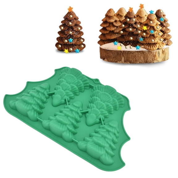5 Grid Christmas Tree Cake Pan 3D Silicone Christmas Baking Molds Silicone Cake Mold Baking Tools Christmas Decoration for Holiday Parties Christmas Holiday Party Baby Shower