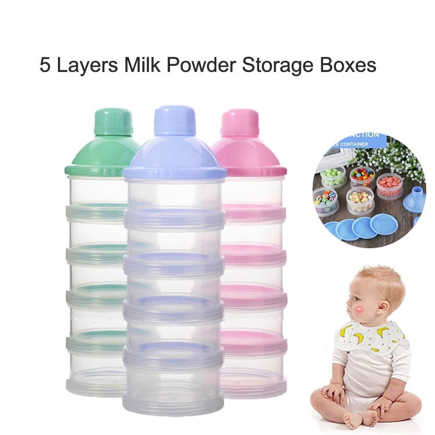 4 Grid Portable Food Storage Snacks Cereal Infant Milk Powder Box Container