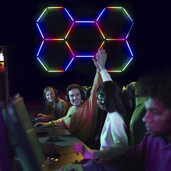 5 Grid RGB Hexagon Lights Garage System Honeycomb Garage LED Light Hex Barbe