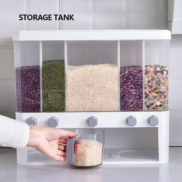 6-Grid Rice Dispenser Cereal Dry Food Grain Storage Container