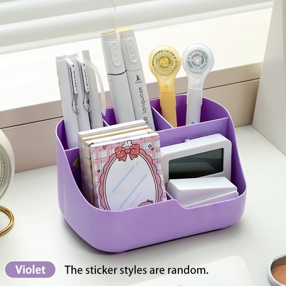 5-Grid Table And Drawer Organizer (Random Color),Multifunctional Office Pen Holder,Large Capacity Dorm Makeup Desktop Storage Box,Desk Organizer,Suitable for Pencils,Remote Controls,Post-It Notes