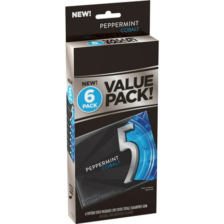 5 Gum Peppermint Cobalt Sugar Free Chewing Gum - 15 ct (6 Pack)