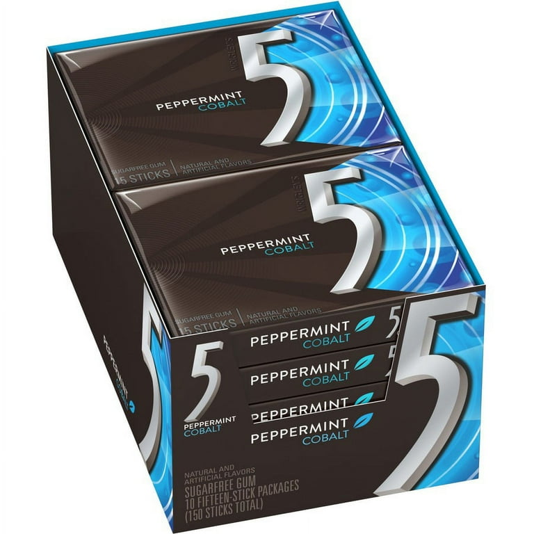 5 Gum Cobalt 5 Peppermint Sugar-free Gum - Peppermint - Individually Wrapped - 10 / Box 5 Gum Cobalt 5 Peppermint Sugar-free Gum - Peppermint - Individually Wrapped - 10 / Box