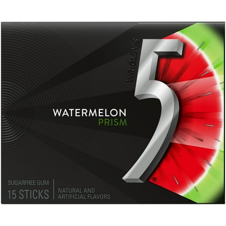 5 Gum Watermelon Prism Sugar Free Chewing Gum - 15 Stick Pack