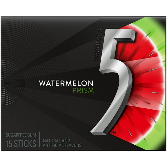 5 Gum Watermelon Prism Sugar Free Chewing Gum - 15 Stick Pack