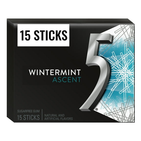 5 Gum Wintermint Ascent Sugar Free Chewing Gum, Five Gum  - 15 Sticks