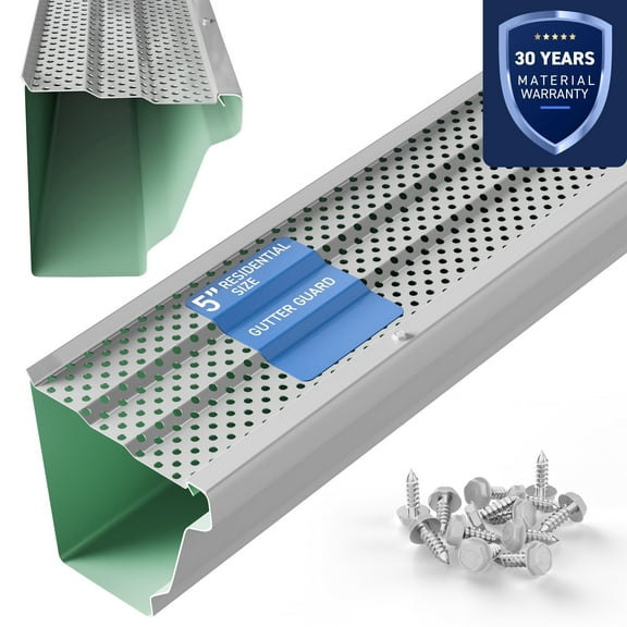 Waterlock 5" Gutter Guards Leaf Protection - Aluminium Gutter Covers - Fits K-Style Gutters - Easy to Install