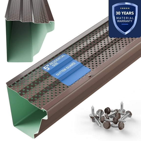 5" Gutter Guards Leaf Protection, Domestic Aluminum Gutter Covers 5 Inch (200 Feet, Royal Brown)