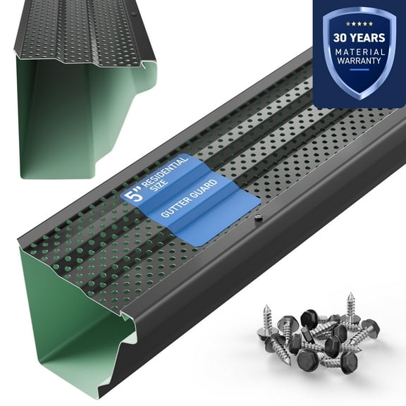 5" Gutter Guards Leaf Protection, Domestic Aluminum Gutter Covers 5 Inch (28 Feet, Black)