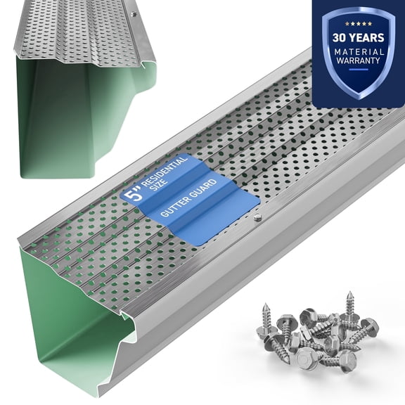 Waterlock Standard 5" Gutter Protection, [5" K-Style & Box Gutters], Mill Finish, 28 Feet, Aluminum Frame