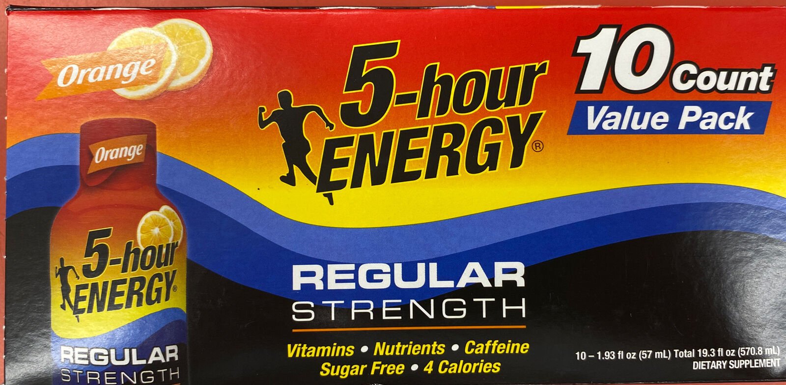 5HOUR ENERGY SHOTS, REGULAR STRENGTH, Orange, 1.93oz Bottles 10 PACK