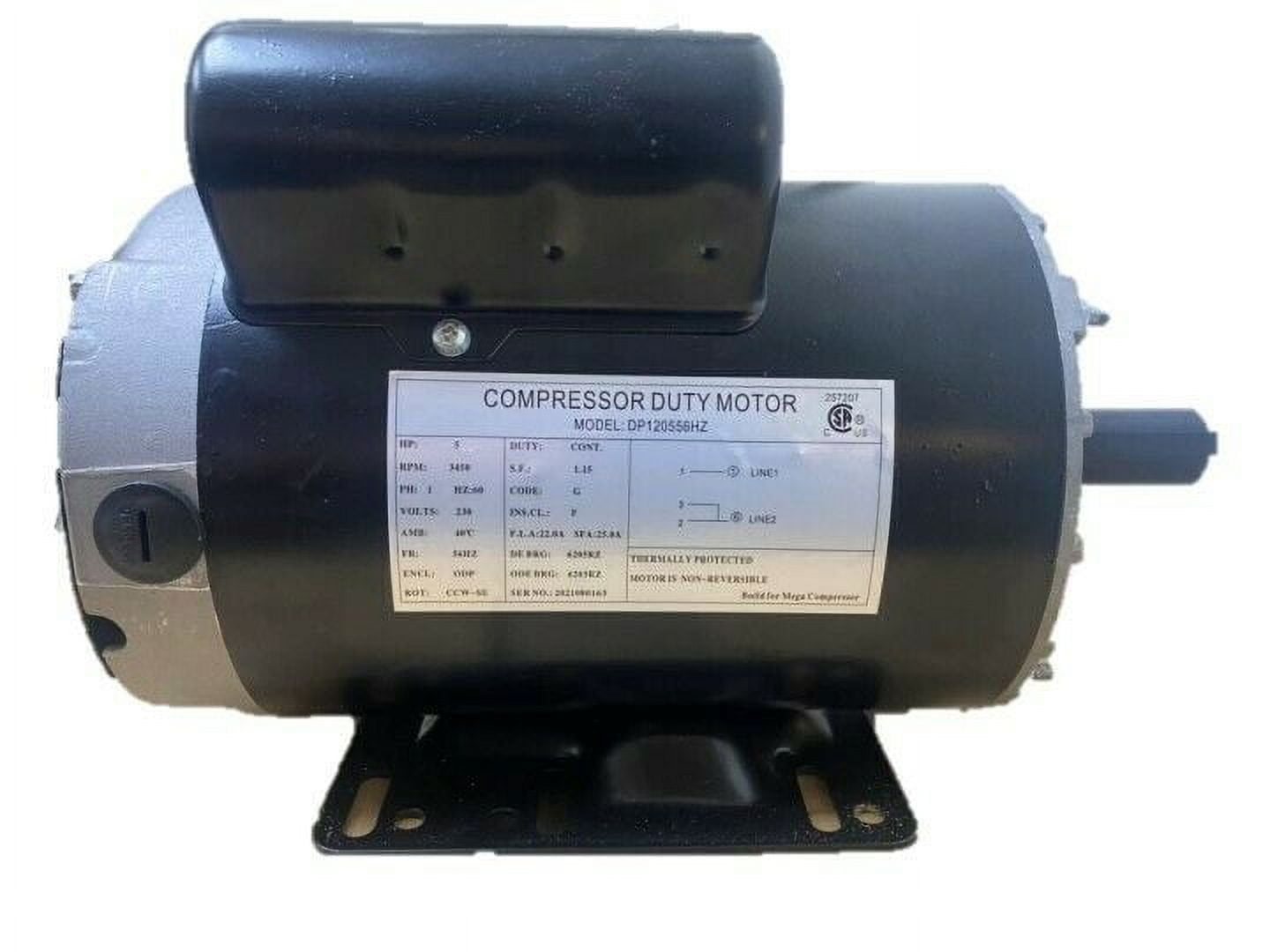 5 HP 230 VOLT AC 3450 RPM US MOTORS AIR COMPRESSOR MOTOR - Walmart.com