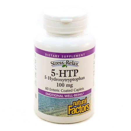 Natural Factors Stress-Relax 5-HTP 100 mg, Pharmaceutical-Grade Supplement, Supports Sleep, 60 Caplets