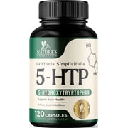 5 Hydroxytryptophan 200mg Capsules - 5 HTP Supplement Plus Calcium for Natural Brain Health & Sleep Support, Extra Strength Griffonia Simplicifolia 5-HTP Formula, 5HTP, USA Bottled - 120 Capsules