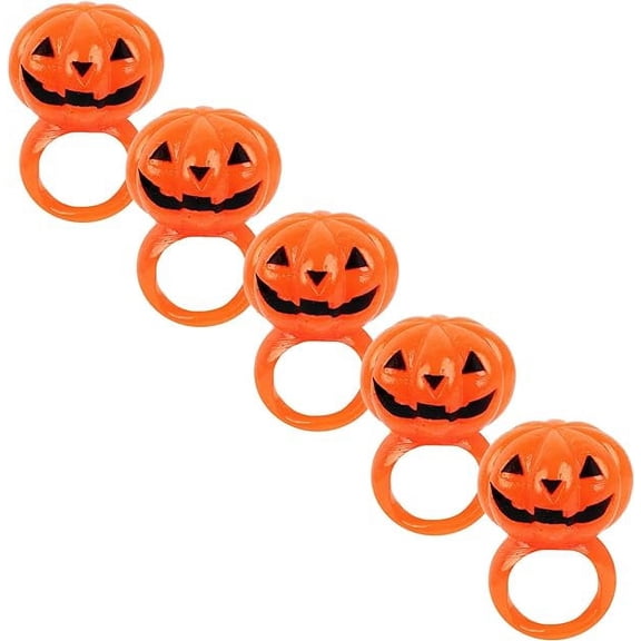 5 Halloween Rings Party Favors Cupcake Toppers (Orange)