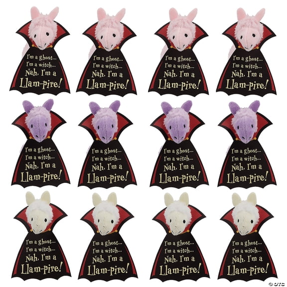 5" Halloween Stuffed Pastel Llamas with Handout Card for 12