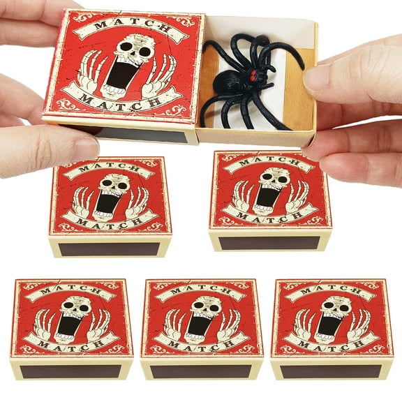 5 Halloween and April Fool's surprise matchboxes with realistic insects - fun and scary prank toys for holiday gatherings